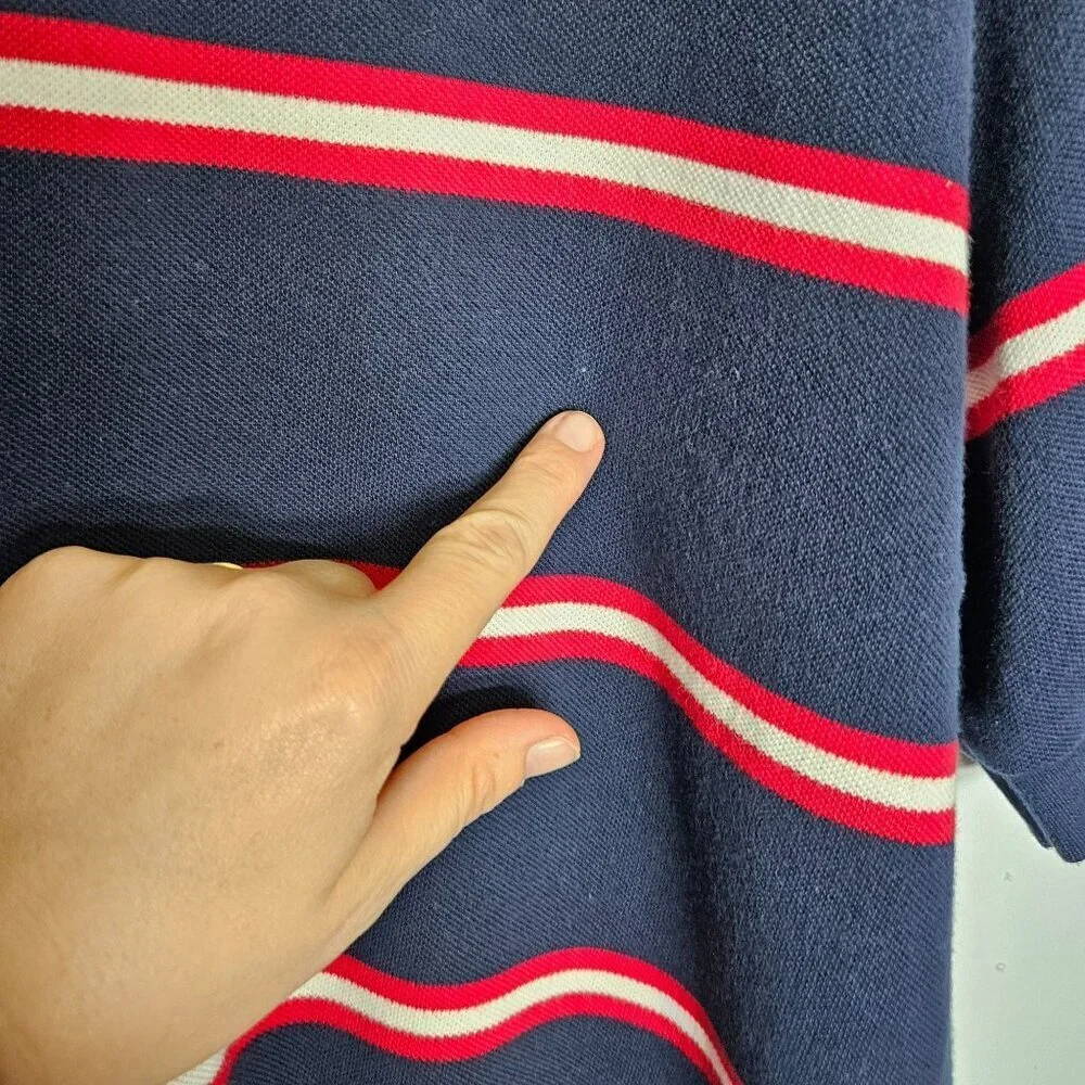 Polo By Ralph Lauren Mens Striped Short Sleeve Polo Shirt XL Blue Red White‎